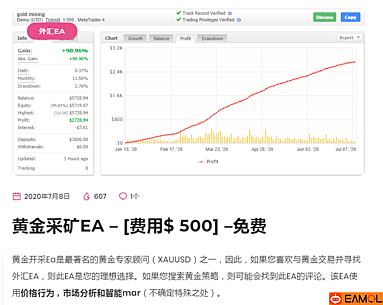 【Gold Mining EA_Medium】黄金开采Ea是最著名的黄金专家顾问(XAUUSD)之一
